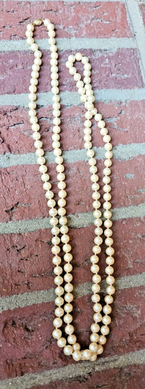 Opera Length Vintage Marvella 54" Pearl Necklace Stamped